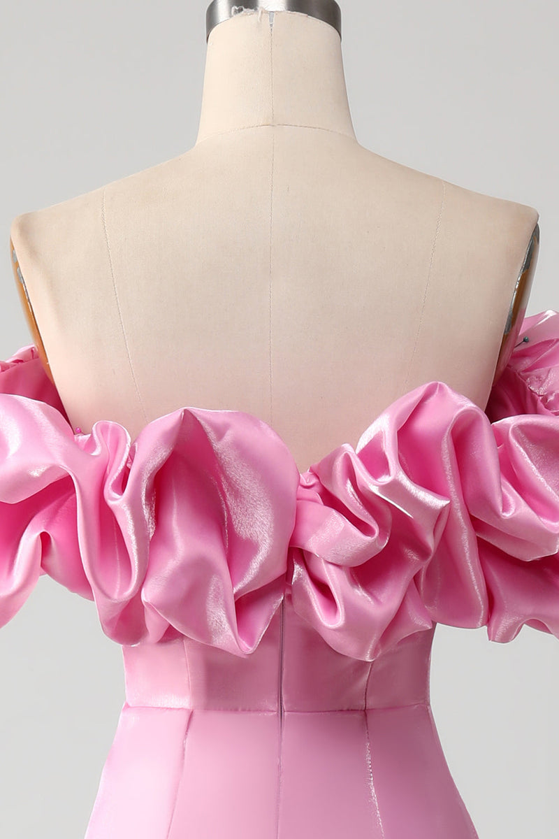 Charger l&#39;image dans la galerie, Sirène bustier rose robe de Soirée avec volants
