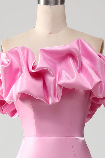 Sirène bustier rose robe de Soirée avec volants
