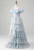 Charger l&#39;image dans la galerie, Robe de bal en Organza bleu clair à plusieurs niveaux avec corset