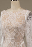 Champagne Manches Longues Dentelle Sweep Train Robe de mariée