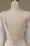 Champagne Manches Longues Dentelle Sweep Train Robe de mariée