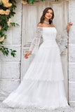 Manches évasées à la traîne ivoire Robe de mariée