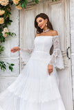 Manches évasées à la traîne ivoire Robe de mariée