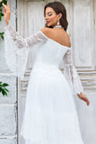 Manches évasées à la traîne ivoire Robe de mariée