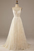 Charger l&#39;image dans la galerie, Robe de mariée en dentelle Sparkly Apricot Sweep Train