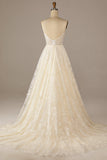 Robe de mariée en dentelle Sparkly Apricot Sweep Train