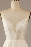 Robe de mariée en dentelle Sparkly Apricot Sweep Train