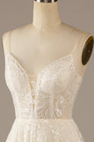 Robe de mariée en dentelle Sparkly Apricot Sweep Train