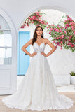 Charmante Bretelles Spaghetti Robe De Mariée Longue Abricot Avec Train De Balayage