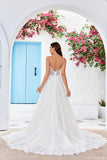 Charmante Bretelles Spaghetti Robe De Mariée Longue Abricot Avec Train De Balayage