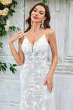 Robe de mariée longue en dentelle de dentelle ivoire