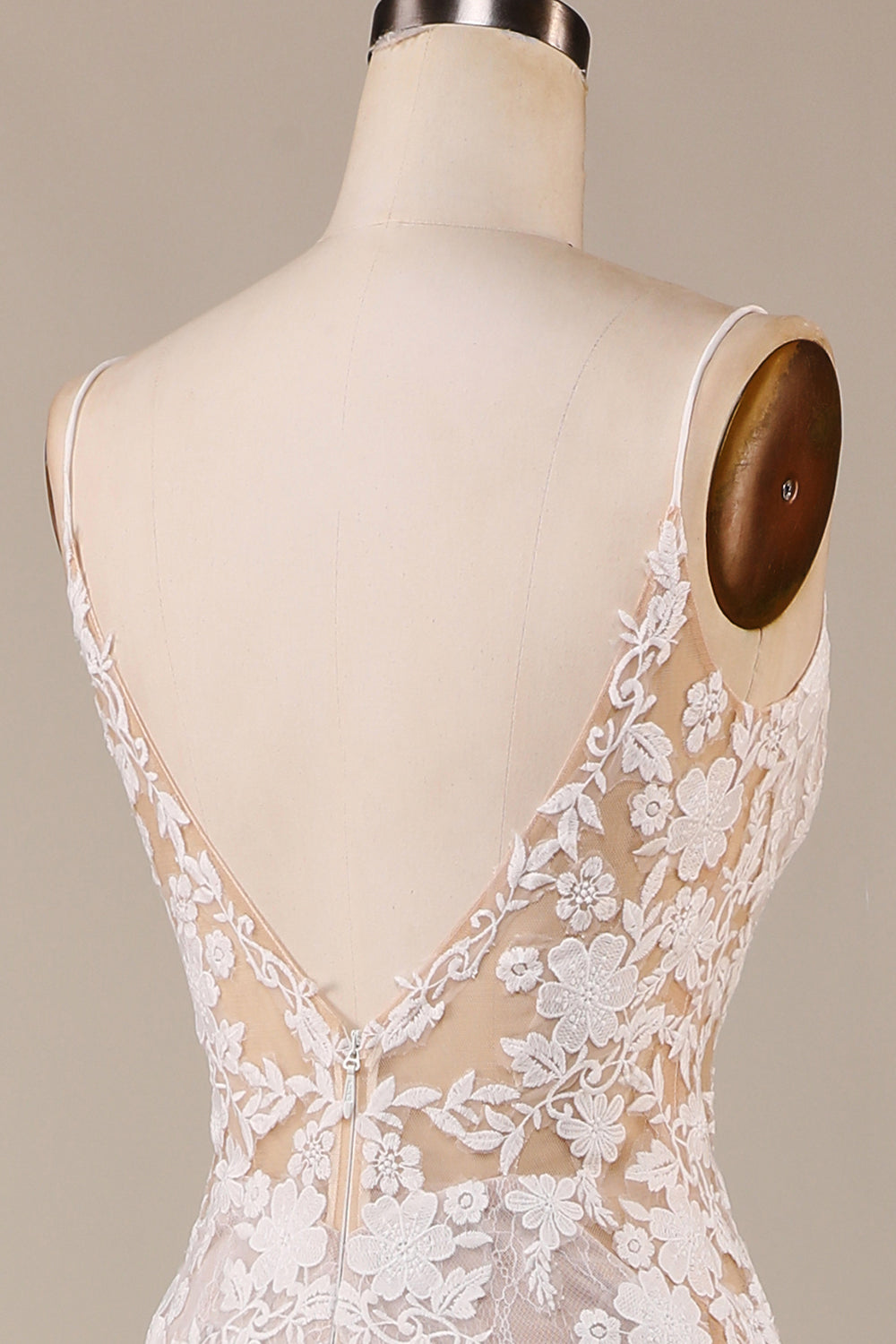 Charmante Sirène Bretelles Spaghetti Ivoire Robe de mariée longue avec dentelle