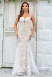 Train de balayage sirène ivoire Robe de mariée avec dentelle