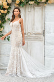 Train de balayage sirène ivoire Robe de mariée avec dentelle