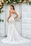 Train de balayage sirène ivoire Robe de mariée avec dentelle