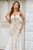 Train de balayage sirène ivoire Robe de mariée avec dentelle