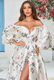 Traîne chapelle en satin fleuri ivoire Robe de mariée