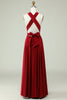 Charger l&#39;image dans la galerie, Licou A-Line Bordeaux Robe de demoiselle d’honneur longue
