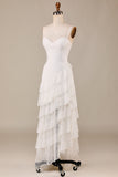 Gaine Spaghetti Sangles Dentelle Ivoire Asymétrique Détachable Train Boho Robe de mariée