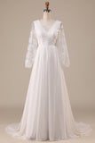 Mousseline Ivoire train de balayage Bohème Robe de mariée avec dentelle