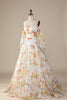 Charger l&#39;image dans la galerie, Robe de mariée Wax Floral A-Line Sweep Train avec manches