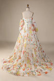Robe de mariée Wax Floral A-Line Sweep Train avec manches