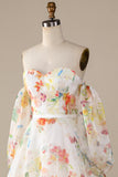 Robe de mariée Wax Floral A-Line Sweep Train avec manches