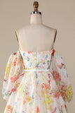Robe de mariée Wax Floral A-Line Sweep Train avec manches