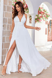 Robe de mariée Ivory A-Line Halter Sweep Train avec fente