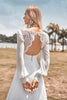 Charger l&#39;image dans la galerie, Manches longues fourreau simple Boho ivoire Robe de mariée avec dentelle