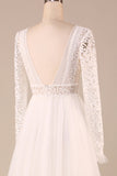 Robe de mariée Tulle A-Line à manches longues ivoire avec dentelle