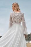 Manches Longues Ivoire Une Ligne Robe de mariée avec dentelle