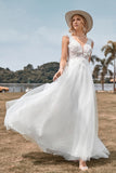 Robe de mariée perle en tulle perle étincelante ivoire longue une ligne