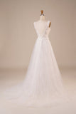Robe de mariée longue ivoire perlée en tulle scintillante