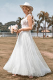 Robe de mariée perle en tulle perle étincelante ivoire longue une ligne