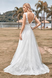 Robe de mariée perle en tulle perle étincelante ivoire longue une ligne