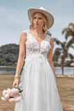 Robe de mariée perle en tulle perle étincelante ivoire longue une ligne