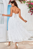 Corset bustier ivoire Robe de mariée longue thé avec dentelle