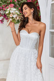 Corset bustier ivoire Robe de mariée longue thé avec dentelle