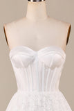 Corset en dentelle ivoire Robe de mariée longue thé