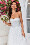 Corset bustier ivoire Robe de mariée longue thé avec dentelle