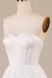 Corset en dentelle ivoire Robe de mariée longue thé