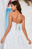Corset bustier ivoire Robe de mariée longue thé avec dentelle