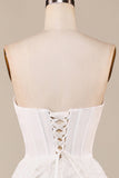 Corset en dentelle ivoire Robe de mariée longue thé