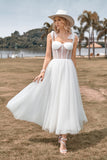 Colosset Tulle Ivoire Tea-Length A Line Robe de mariée
