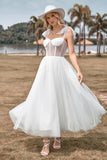 Colosset Tulle Ivoire Tea-Length A Line Robe de mariée