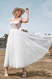 Colosset Tulle Ivoire Tea-Length A Line Robe de mariée