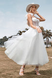 Colosset Tulle Ivoire Tea-Length A Line Robe de mariée