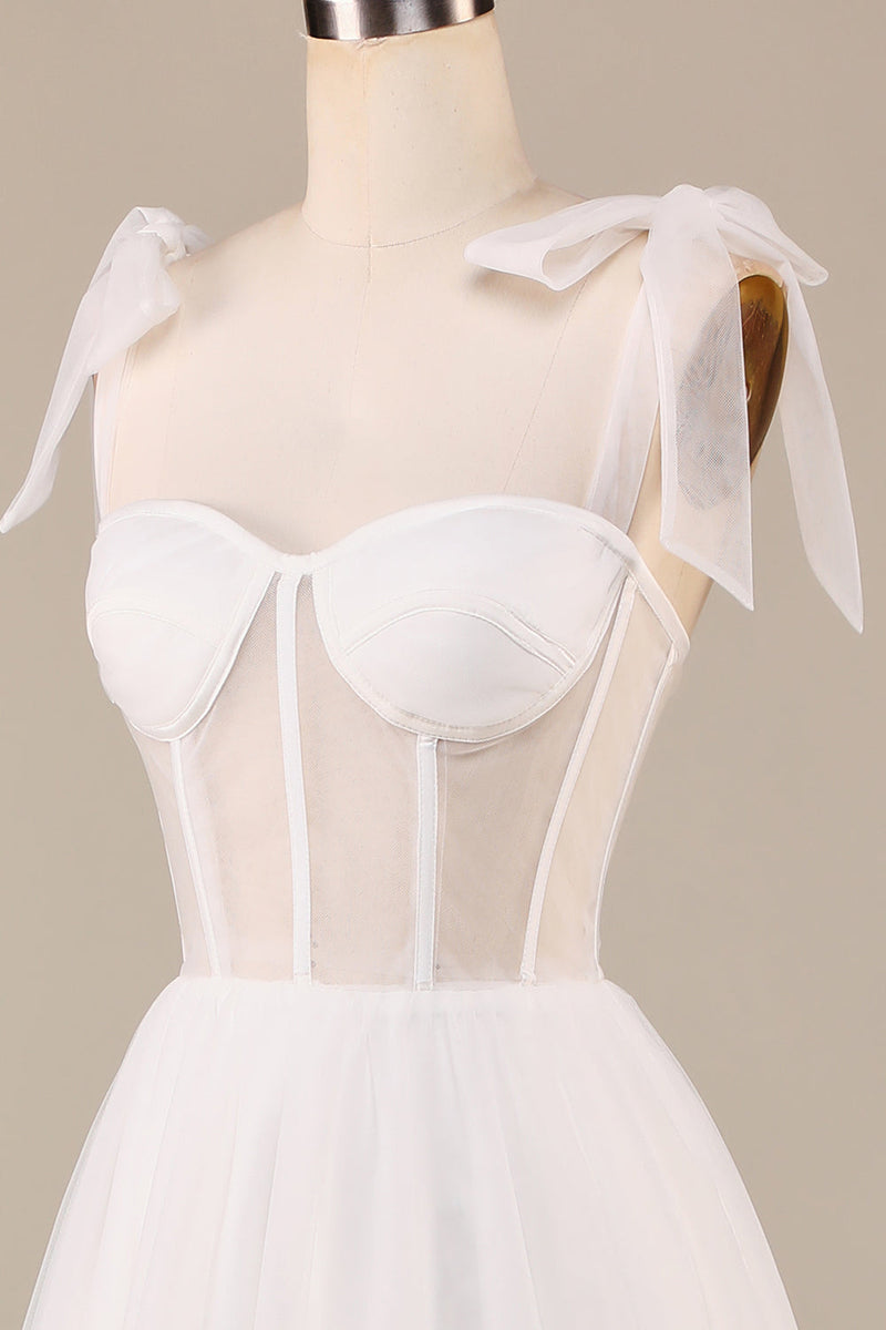Charger l&#39;image dans la galerie, Ivory A-Line Tea-Length Tulle Corset Robe de mariée