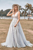 Une ligne Tulle Ivory Robe de mariée avec Appliques